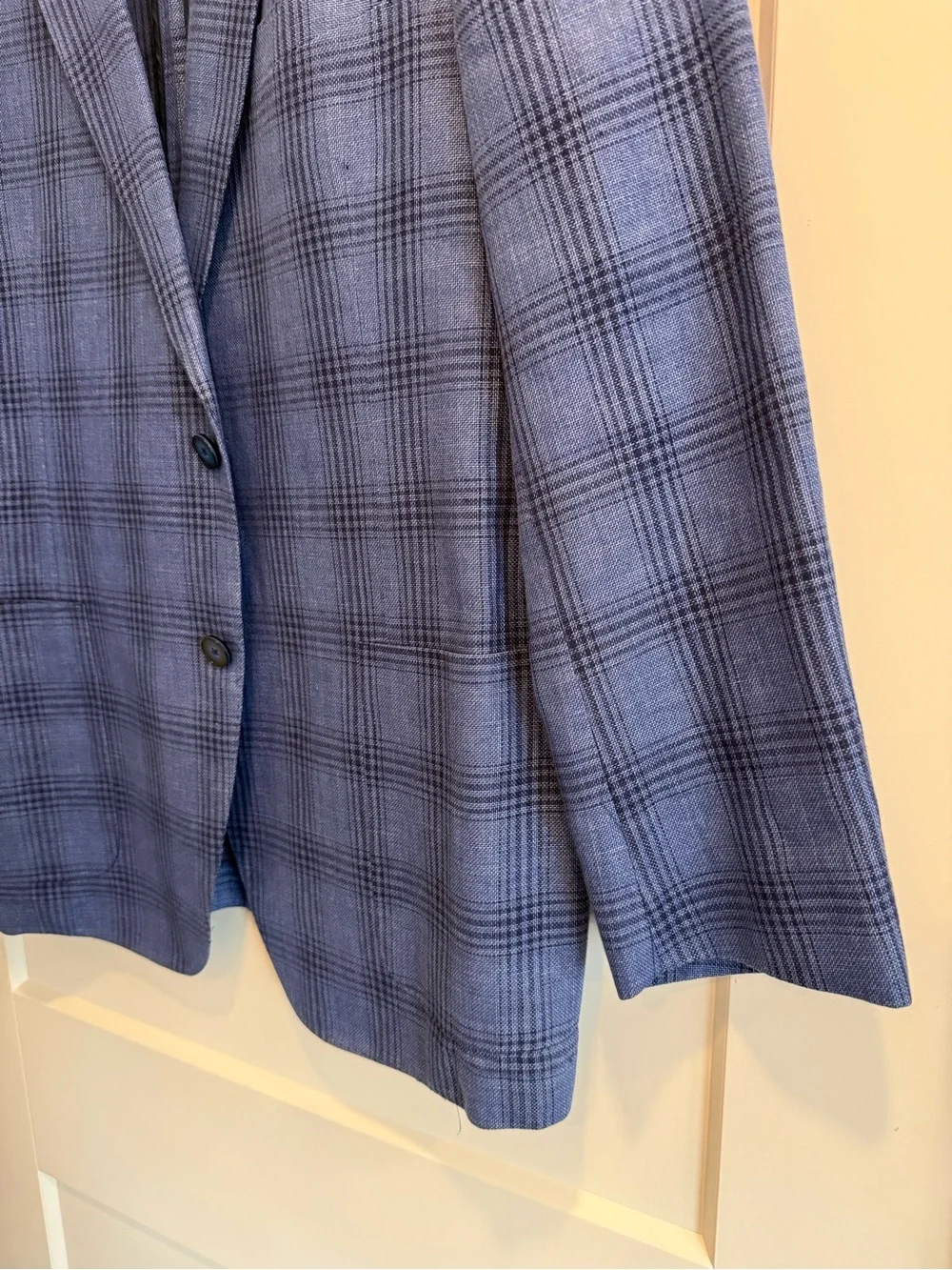 Paul Betenly Men's Blue Plaid Sport Coat 50% Cotton 50% Linen - Size 44R